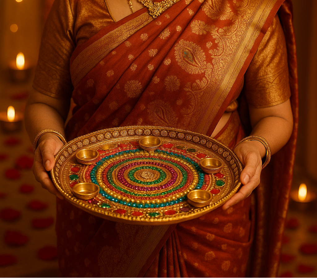 Khaapree Handcrafted Wedding Decorated Thali Set | Thali Set for Indian Weddings ✨