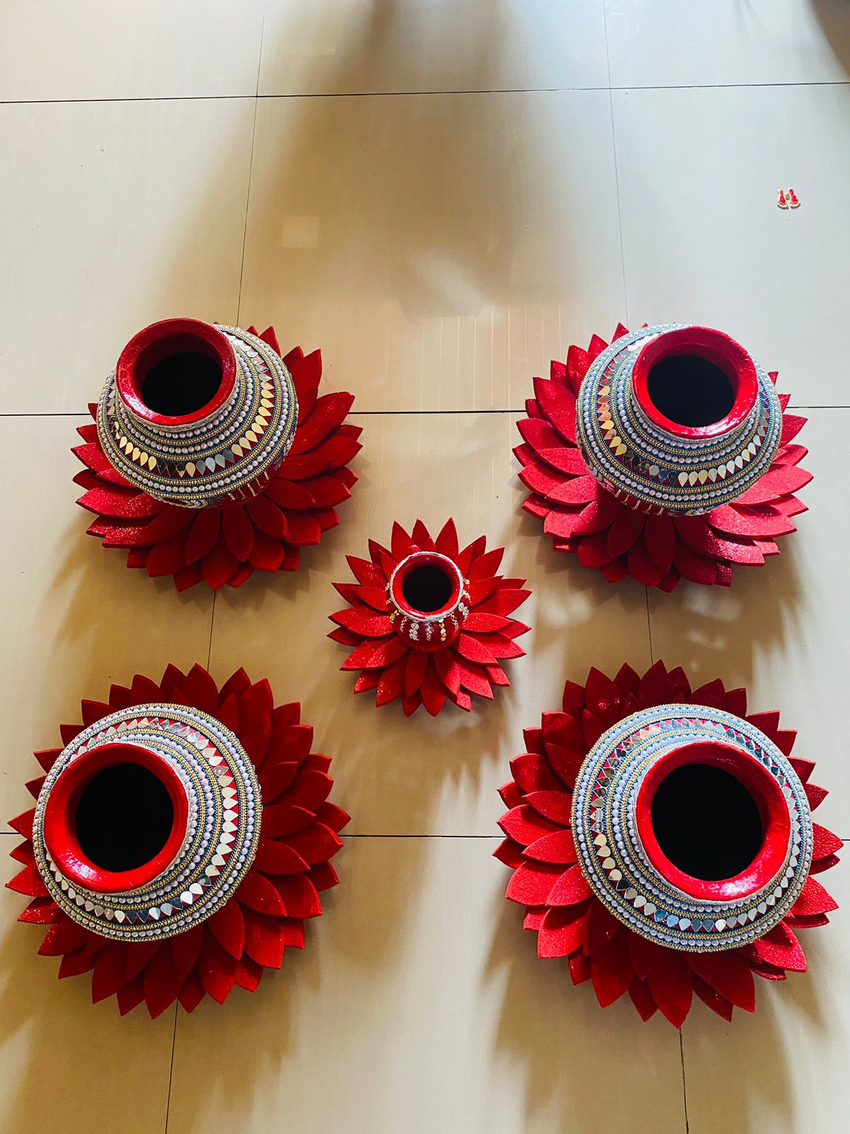 Handcrafted Wedding Nhane Matka Set – Traditional Decorated Clay Pots ✨ - Khaapree