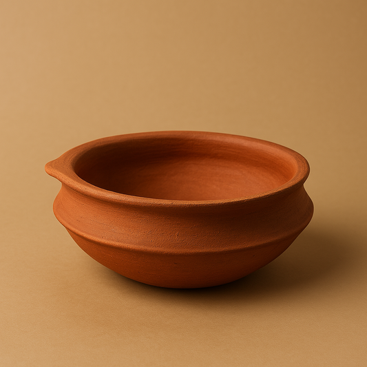 Khaapree Handmade Unglazed Clay Handi with Lid – 2.8 Liters | Traditional Earthen Kadai for Cooking & Serving