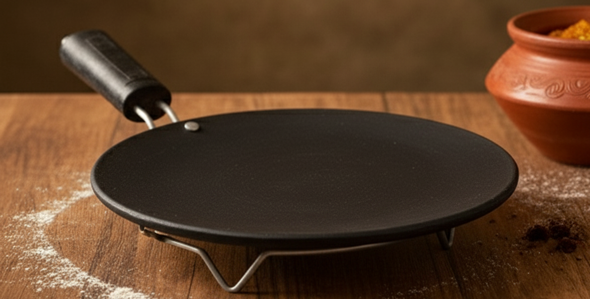 Clay Tawa With Handle for Roti – 9 inch | Khaapree - Khaapree