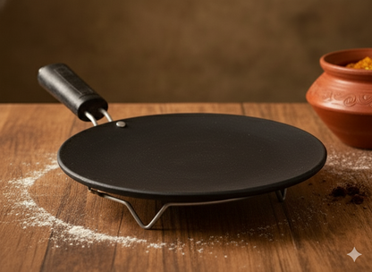 Clay Tawa With Handle for Roti – 9 inch | Khaapree - Khaapree