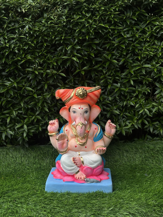 Velling Pheta 12" Inch (1ft) Clay Ganesha, Eco friendly Murti @ Khaapree