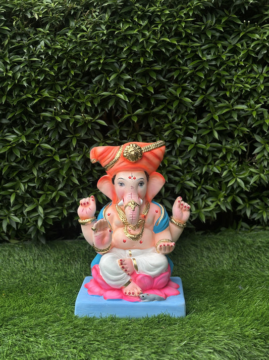 Velling Pheta 12" Inch (1ft) Clay Ganesha, Eco friendly Murti @ Khaapree