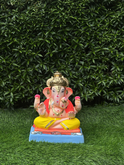 Dagdusheth 12" Inch (1ft) Ganpati | Eco-Friendly Ganesha idol | Clay Ganesha Inch Clay Ganesha | Eco friendly Murti @ Khaapree - Khaapree