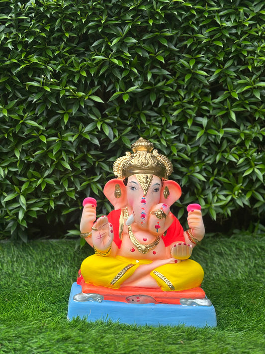 Dagdusheth 12" Inch (1ft) Ganpati | Eco-Friendly Ganesha idol | Clay Ganesha Inch Clay Ganesha | Eco friendly Murti @ Khaapree