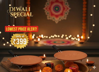 Clay Tawa With Handle for Roti – 9 inch | Khaapree