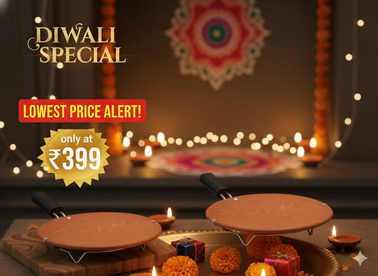 Clay Tawa With Handle for Roti – 9 inch | Khaapree